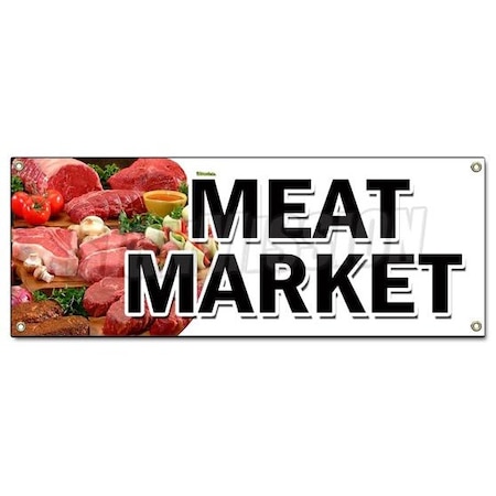 Signmission MEAT MARKET BANNER SIGN butcher gourmet usda prime pork chicken corn B-Meat Market